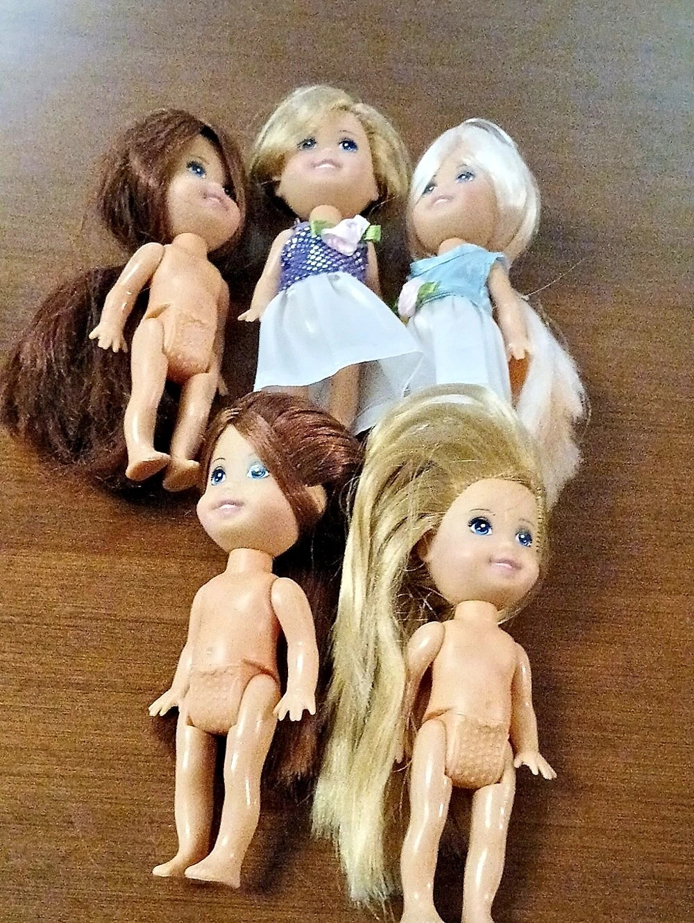 5-Piece Fashion Doll Lot Mini Dolls 4" Tall Cute Lot Soft Hair Brushable
